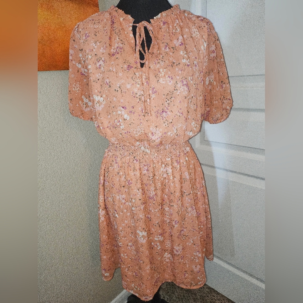 Lush Peach Floral Dress